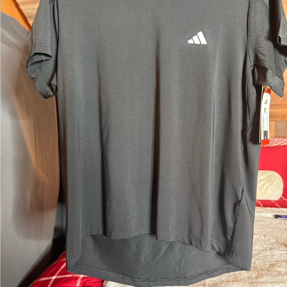 Adidas Black Training Tee Athletic Workout Top Regular Fit Size M - Picture 4 of 5